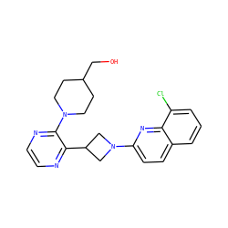 OCC1CCN(c2nccnc2C2CN(c3ccc4cccc(Cl)c4n3)C2)CC1 ZINC000144788268