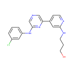 OCCCNc1cc(-c2cncc(Nc3cccc(Cl)c3)n2)ccn1 ZINC000013612177