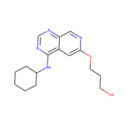 OCCCOc1cc2c(NC3CCCCC3)ncnc2cn1 ZINC000040395499