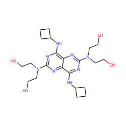 OCCN(CCO)c1nc(NC2CCC2)c2nc(N(CCO)CCO)nc(NC3CCC3)c2n1 ZINC000028710670