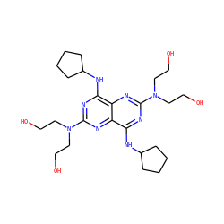 OCCN(CCO)c1nc(NC2CCCC2)c2nc(N(CCO)CCO)nc(NC3CCCC3)c2n1 ZINC000028710672