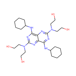 OCCN(CCO)c1nc(NC2CCCCC2)c2nc(N(CCO)CCO)nc(NC3CCCCC3)c2n1 ZINC000028710674