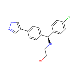 OCCN[C@H](c1ccc(Cl)cc1)c1ccc(-c2cn[nH]c2)cc1 ZINC000103265798