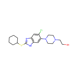 OCCN1CCN(c2cc3[nH]c(SC4CCCCC4)nc3cc2Cl)CC1 ZINC000029049889