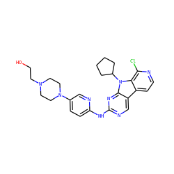 OCCN1CCN(c2ccc(Nc3ncc4c5ccnc(Cl)c5n(C5CCCC5)c4n3)nc2)CC1 ZINC000117687209