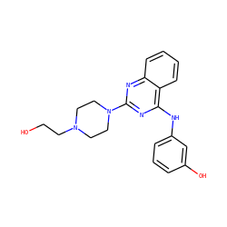 OCCN1CCN(c2nc(Nc3cccc(O)c3)c3ccccc3n2)CC1 ZINC000473085194