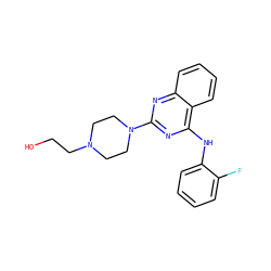 OCCN1CCN(c2nc(Nc3ccccc3F)c3ccccc3n2)CC1 ZINC000473086012