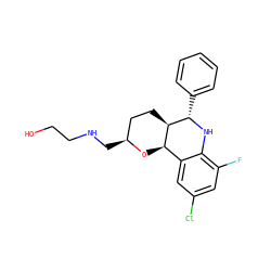 OCCNC[C@H]1CC[C@@H]2[C@H](O1)c1cc(Cl)cc(F)c1N[C@H]2c1ccccc1 ZINC000049784410