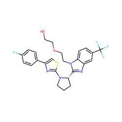 OCCOCCn1c([C@@H]2CCCN2c2nc(-c3ccc(F)cc3)cs2)nc2cc(C(F)(F)F)ccc21 ZINC000012507264