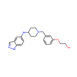 OCCOc1cccc(CN2CCC(Nc3ccc4[nH]ncc4c3)CC2)c1 ZINC000114337632