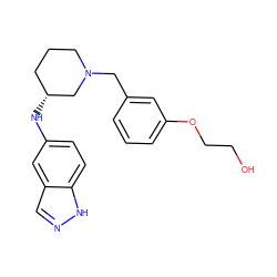 OCCOc1cccc(CN2CCC[C@@H](Nc3ccc4[nH]ncc4c3)C2)c1 ZINC000114334206