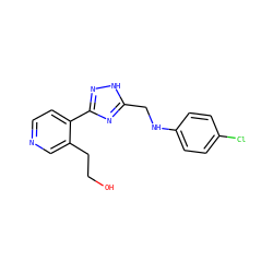 OCCc1cnccc1-c1n[nH]c(CNc2ccc(Cl)cc2)n1 ZINC001772600345
