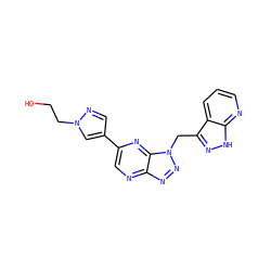 OCCn1cc(-c2cnc3nnn(Cc4n[nH]c5ncccc45)c3n2)cn1 ZINC000149784923