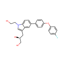 OCCn1cc(C[C@H](O)CO)c2cc(-c3ccc(Oc4ccc(F)cc4)cc3)ccc21 ZINC000145464175