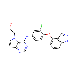 OCCn1ccc2ncnc(Nc3ccc(Oc4cccc5[nH]ncc45)c(Cl)c3)c21 ZINC000043196353