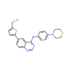 OCc1ccc(-c2ccc3ncnc(Nc4ccc(N5CCOCC5)cc4)c3c2)o1 ZINC000013986082