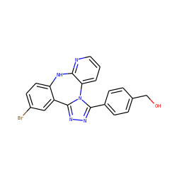 OCc1ccc(-c2nnc3n2-c2cccnc2Nc2ccc(Br)cc2-3)cc1 ZINC000096174160