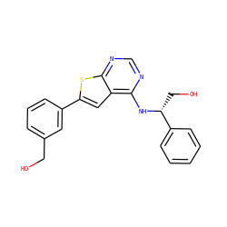 OCc1cccc(-c2cc3c(N[C@H](CO)c4ccccc4)ncnc3s2)c1 ZINC000653686920