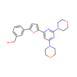 OCc1cccc(-c2ccc(-c3cc(N4CCOCC4)nc(N4CCOCC4)n3)o2)c1 ZINC000045253039