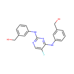 OCc1cccc(Nc2ncc(F)c(Nc3cccc(CO)c3)n2)c1 ZINC000114328407