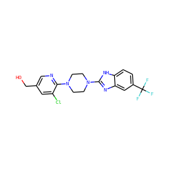 OCc1cnc(N2CCN(c3nc4cc(C(F)(F)F)ccc4[nH]3)CC2)c(Cl)c1 ZINC000038157625