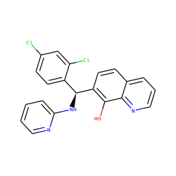 Oc1c([C@@H](Nc2ccccn2)c2ccc(Cl)cc2Cl)ccc2cccnc12 ZINC000002708532