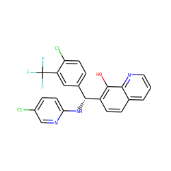 Oc1c([C@H](Nc2ccc(Cl)cn2)c2ccc(Cl)c(C(F)(F)F)c2)ccc2cccnc12 ZINC000202354213
