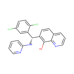 Oc1c([C@H](Nc2ccccn2)c2cc(Cl)ccc2Cl)ccc2cccnc12 ZINC000199308487
