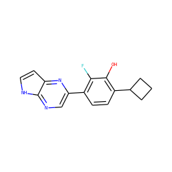 Oc1c(C2CCC2)ccc(-c2cnc3[nH]ccc3n2)c1F ZINC000224548145