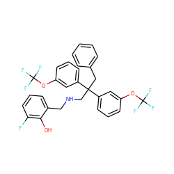 Oc1c(F)cccc1CNCC(Cc1ccccc1)(c1cccc(OC(F)(F)F)c1)c1cccc(OC(F)(F)F)c1 ZINC000114406738