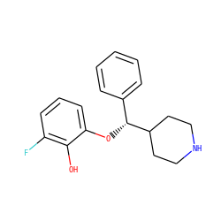 Oc1c(F)cccc1O[C@H](c1ccccc1)C1CCNCC1 ZINC000013531029