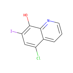Oc1c(I)cc(Cl)c2cccnc12 ZINC000006409735