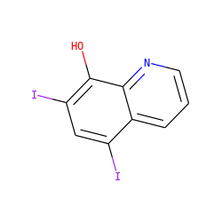 Oc1c(I)cc(I)c2cccnc12 ZINC000003830942