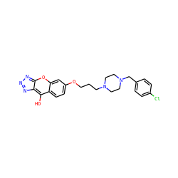 Oc1c2nnnc-2oc2cc(OCCCN3CCN(Cc4ccc(Cl)cc4)CC3)ccc12 ZINC000100824710