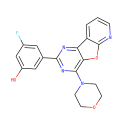 Oc1cc(F)cc(-c2nc(N3CCOCC3)c3oc4ncccc4c3n2)c1 ZINC000103256477
