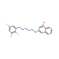 Oc1cc(NCCCNCc2cc(Cl)cc(Cl)c2Cl)cc2ccccc12 ZINC000028366978