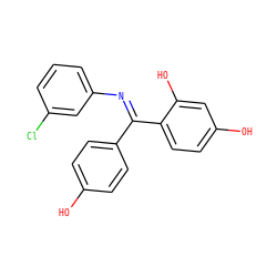 Oc1ccc(/C(=N\c2cccc(Cl)c2)c2ccc(O)cc2O)cc1 ZINC000169310739