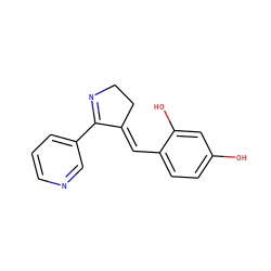 Oc1ccc(/C=C2\CCN=C2c2cccnc2)c(O)c1 ZINC000103187528