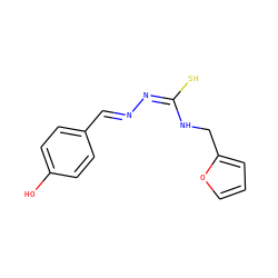Oc1ccc(/C=N/N=C(/S)NCc2ccco2)cc1 ZINC000008681046