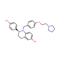 Oc1ccc([C@@H]2CCc3cc(O)ccc3N2Cc2ccc(OCCN3CCCC3)cc2)cc1 ZINC000001489352