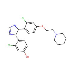 Oc1ccc([C@@H]2N=CN[C@@H]2c2ccc(OCCN3CCCCC3)cc2Cl)c(Cl)c1 ZINC000013607934