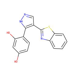 Oc1ccc(-c2[nH]ncc2-c2nc3ccccc3s2)c(O)c1 ZINC000100633366