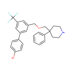 Oc1ccc(-c2cc(COCC3(c4ccccc4)CCNCC3)cc(C(F)(F)F)c2)cc1 ZINC000144409458