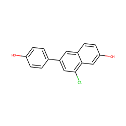 Oc1ccc(-c2cc(Cl)c3cc(O)ccc3c2)cc1 ZINC000013645099