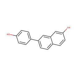 Oc1ccc(-c2ccc3ccc(O)cc3c2)cc1 ZINC000013645002