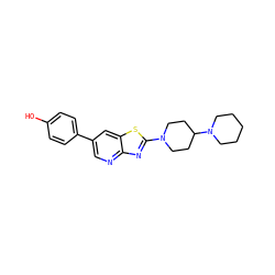 Oc1ccc(-c2cnc3nc(N4CCC(N5CCCCC5)CC4)sc3c2)cc1 ZINC000045319588