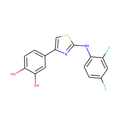 Oc1ccc(-c2csc(Nc3ccc(F)cc3F)n2)cc1O ZINC000002512068