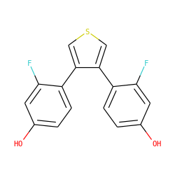 Oc1ccc(-c2cscc2-c2ccc(O)cc2F)c(F)c1 ZINC000095587219