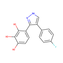 Oc1ccc(-c2n[nH]cc2-c2ccc(F)cc2)c(O)c1O ZINC000026571821