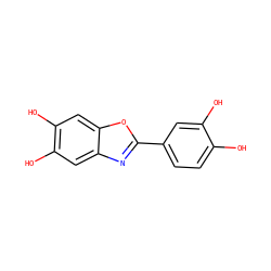 Oc1ccc(-c2nc3cc(O)c(O)cc3o2)cc1O ZINC000142486626